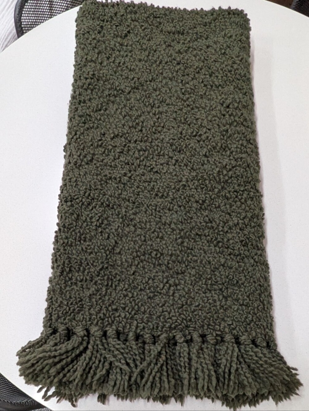 Boll And Branch Cozy Bouclé Throw Blanket. Color Green - Picture 2 of 10